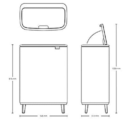 Brabantia Bo Touch Bin Hi – Matt Black Waste/Recycling kitchen Bin