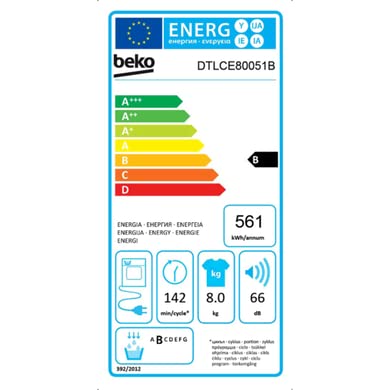 Beko DTLCE80051W Wäschetrockner 8 kg capacity Kondenstrockner