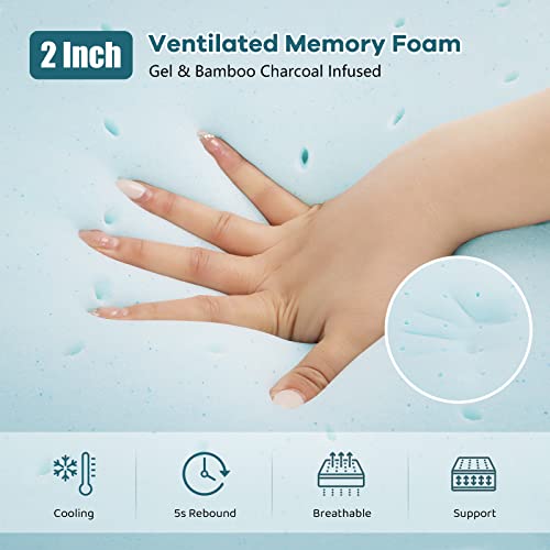 Vesgantti 2 Inch Memory Foam Mattress Topper Small Doppel