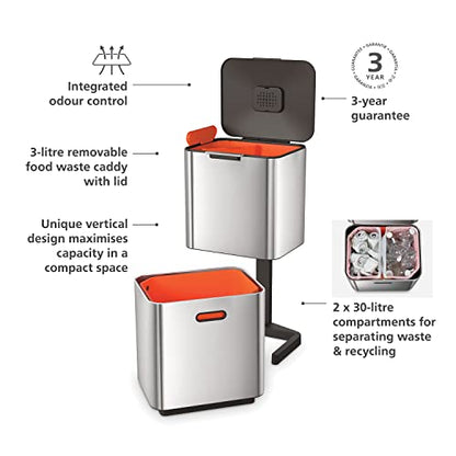 Joseph Joseph Totem Max 60 litres Waste Separation and Recycling kitchen Bin