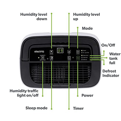 electriQ 12 L Mobiler Luftentfeuchter hervorragend for Haushalte with 3 sleepzimmern