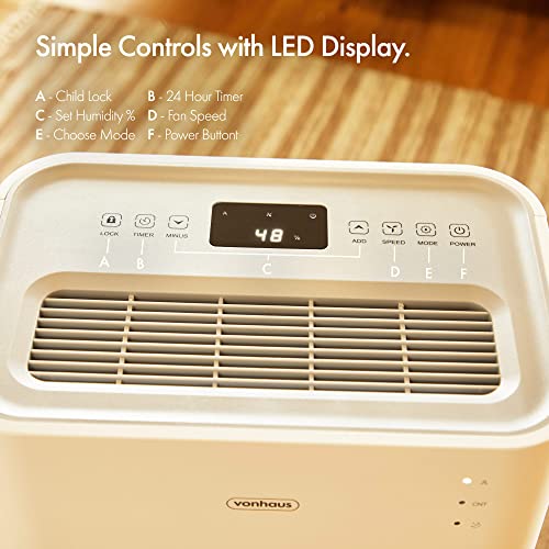 VonHaus Luftentfeuchter 20 L/day – LED display, 24 Hour timer