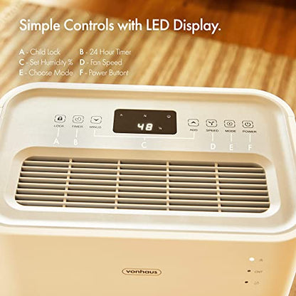 VonHaus Luftentfeuchter 20 L/day – LED display, 24 Hour timer