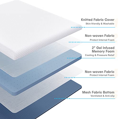 Vesgantti 2 Inch Memory Foam Mattress Topper Small Doppel