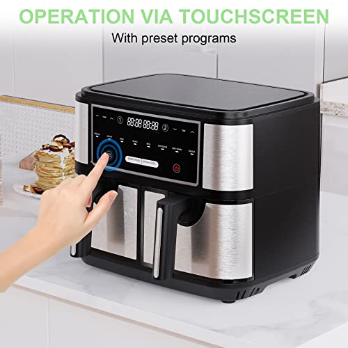 EUARY Beste 9 L large Doppelkorb air fryers for family