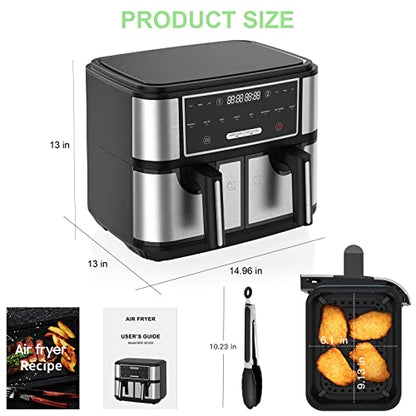 EUARY Beste 9 L large Doppelkorb air fryers for family