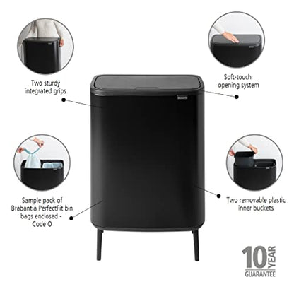 Brabantia Bo Touch Bin Hi – Matt Black Waste/Recycling kitchen Bin