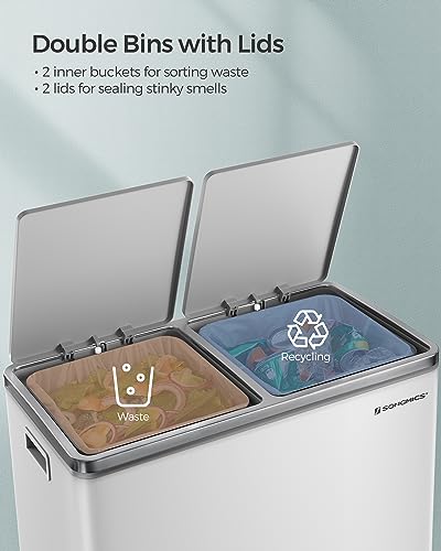 SONGMICS Doppel Rubbish Bin, 2 x 30L Recycling Bin