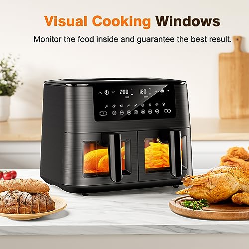 Doppel-air fryer with Sichtfenster, 9 L XL-capacity