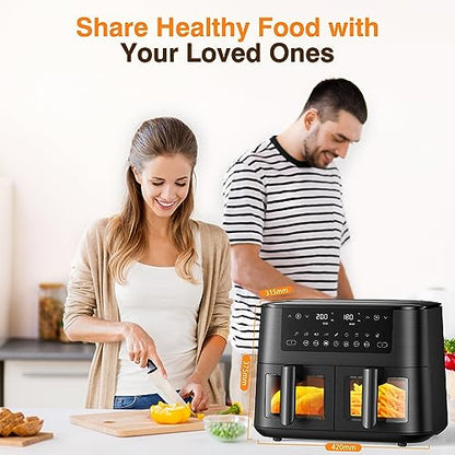Doppel-air fryer with Sichtfenster, 9 L XL-capacity