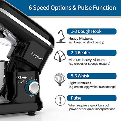 Stand Mixer, Vospeed Food Mixer Dough Standmixer