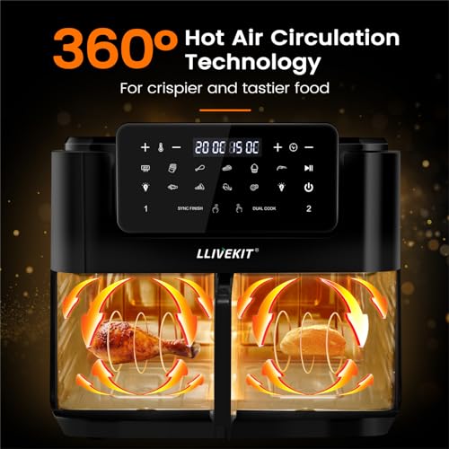 LLIVEKIT Doppel zone air fryer 12 L