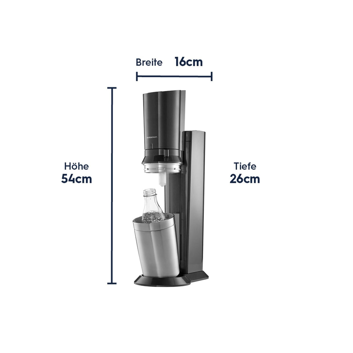 SodaStream Crystal 3.0 sparkling water maker with 2x Quick Connect CO₂ cylinder and 2x glass carafes