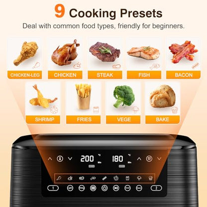 Doppel-air fryer with Sichtfenster, 9 L XL-capacity