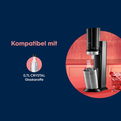 SodaStream Crystal 3.0 sparkling water maker with 2x Quick Connect CO₂ cylinder and 2x glass carafes