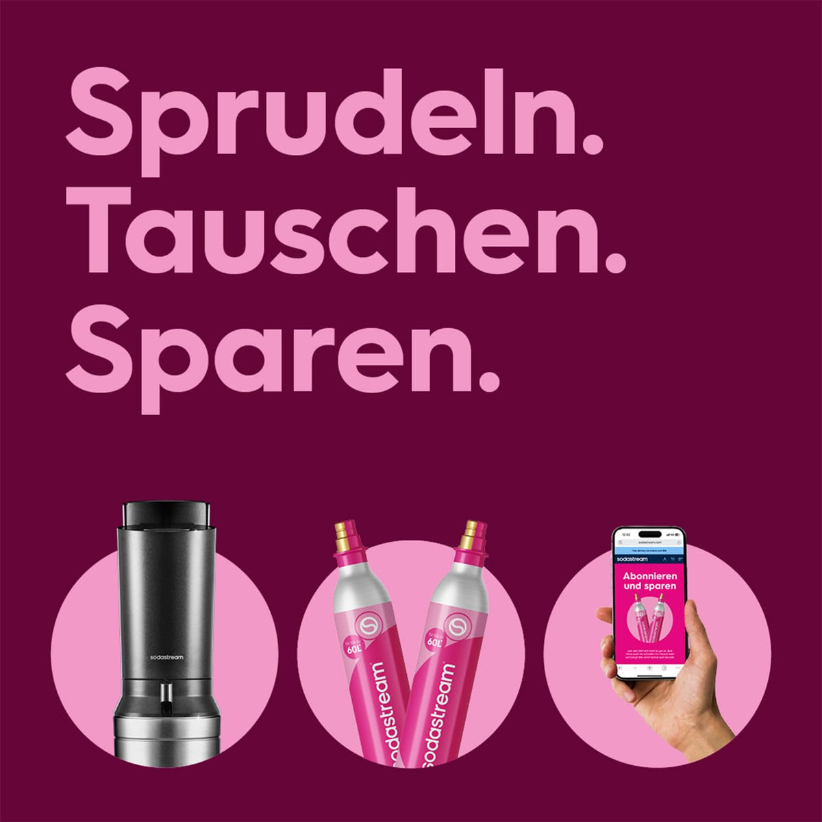SodaStream Crystal 3.0 sparkling water maker with 2x Quick Connect CO₂ cylinder and 2x glass carafes