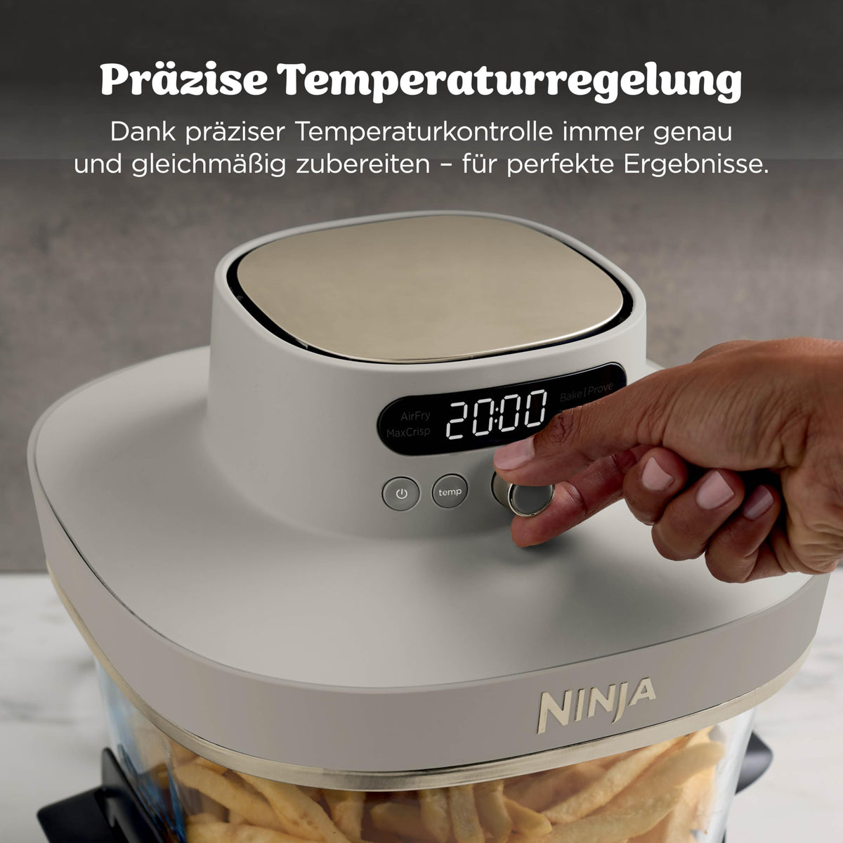 Ninja CRISPi per XL Glas-air fryer air fryer, Stone Gold, AS090EUSD
