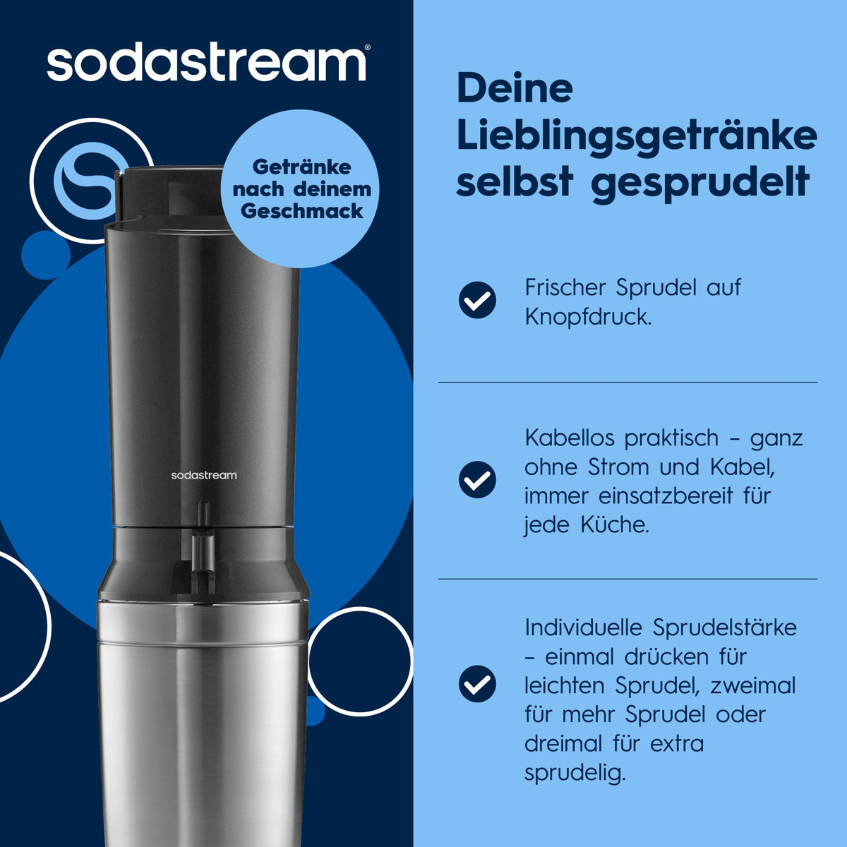 SodaStream CRYSTAL 3.0 sparkling water maker - 2x 0,7L glass carafe & CO₂ cylinder
