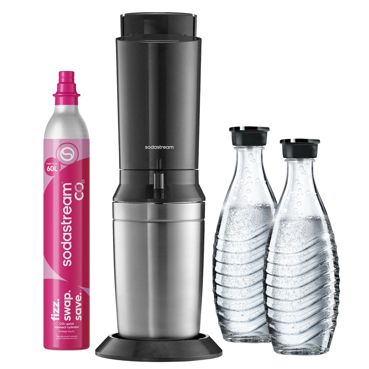 SodaStream CRYSTAL 3.0 sparkling water maker - 2x 0,7L glass carafe & CO₂ cylinder