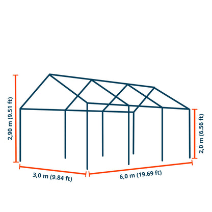 TOOLPORT party tent gazebo 3x6 m in White PE sheet 350 N waterproof UV pRedection marquee garden tent