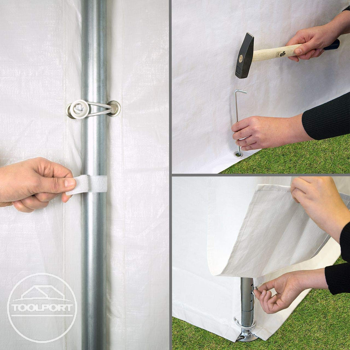 TOOLPORT party tent gazebo 3x6 m in White PE sheet 350 N waterproof UV pRedection marquee garden tent