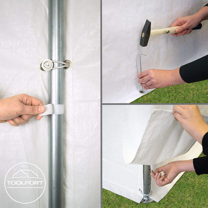 TOOLPORT party tent gazebo 3x6 m in White PE sheet 350 N waterproof UV pRedection marquee garden tent