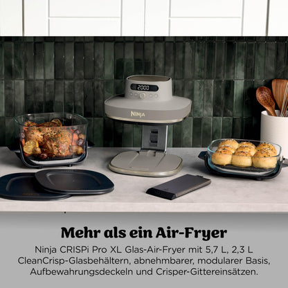 Ninja CRISPi per XL Glas-air fryer air fryer, Stone Gold, AS090EUSD