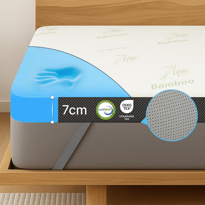 MKS.® Gel Topper 90x200 cm, H3 mattress topper with 7 cm Gel-memory foam, comfortpillow mattress topper with 3D-Luftpower, viscoelastice mattress toppern with removableem bamboo cover