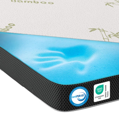 MKS.® Gel Topper 90x200 cm, H3 mattress topper with 7 cm Gel-memory foam, comfortpillow mattress topper with 3D-Luftpower, viscoelastice mattress toppern with removableem bamboo cover