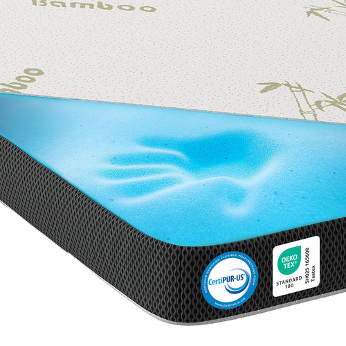 MKS.® Gel Topper 90x200 cm, H3 mattress topper with 7 cm Gel-memory foam, comfortpillow mattress topper with 3D-Luftpower, viscoelastice mattress toppern with removableem bamboo cover