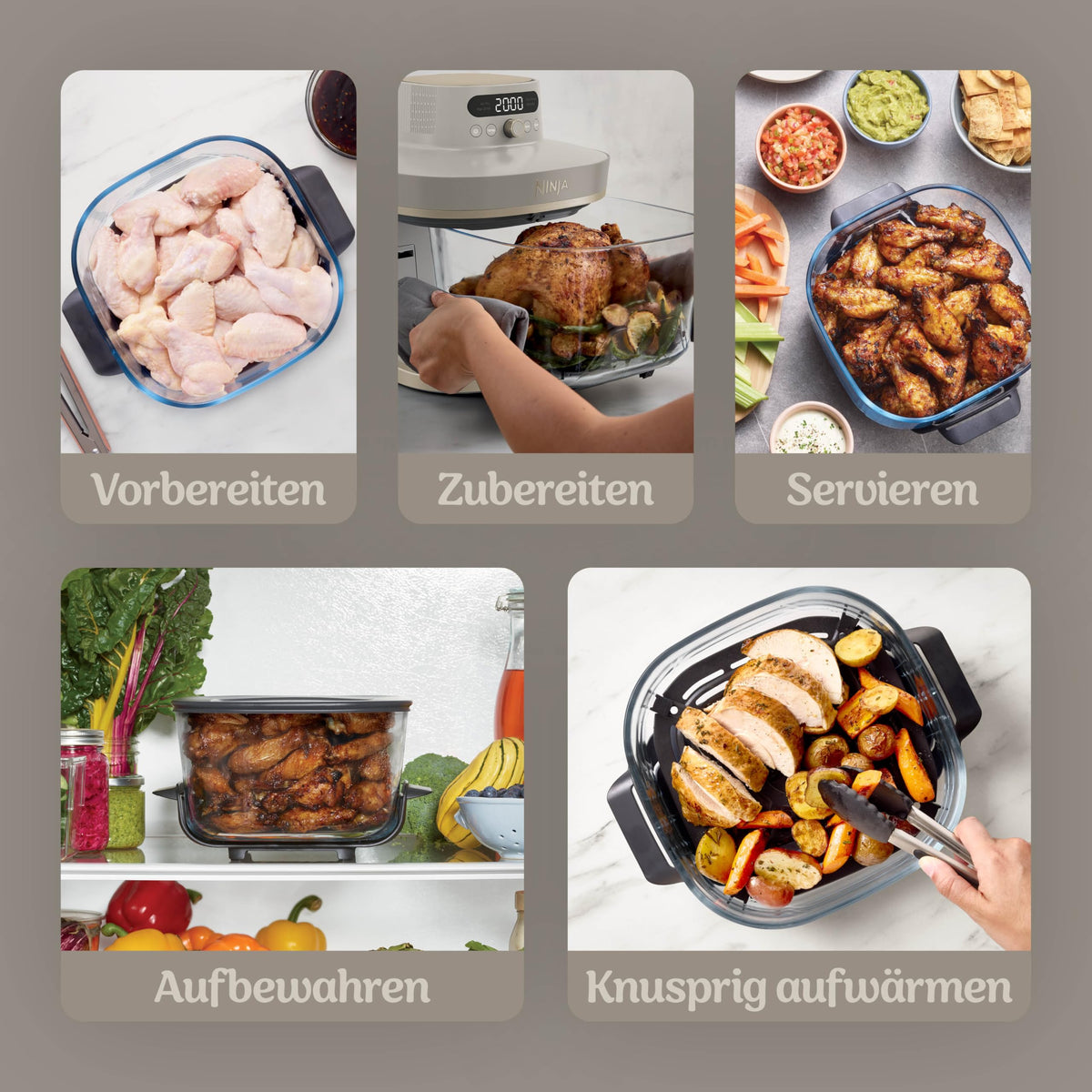 Ninja CRISPi per XL Glas-air fryer air fryer, Stone Gold, AS090EUSD