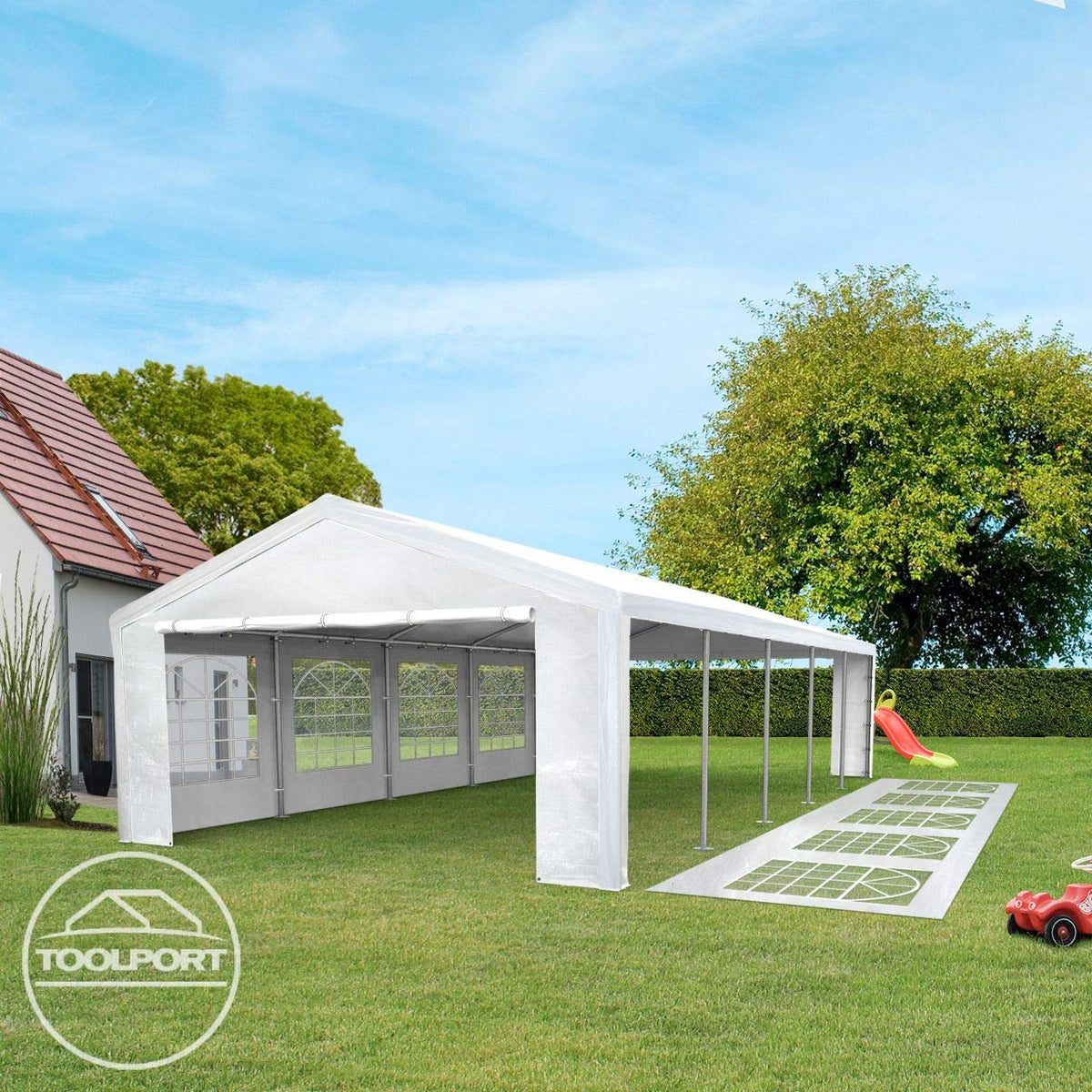 TOOLPORT party tent gazebo 3x6 m in White PE sheet 350 N waterproof UV pRedection marquee garden tent
