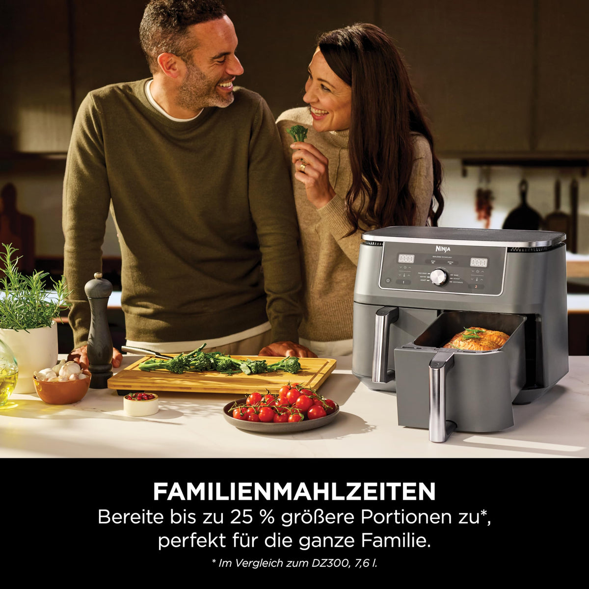 Ninja Dual zone digital Air Fryer, 2 drawers, Metallic Grey DZ400EU