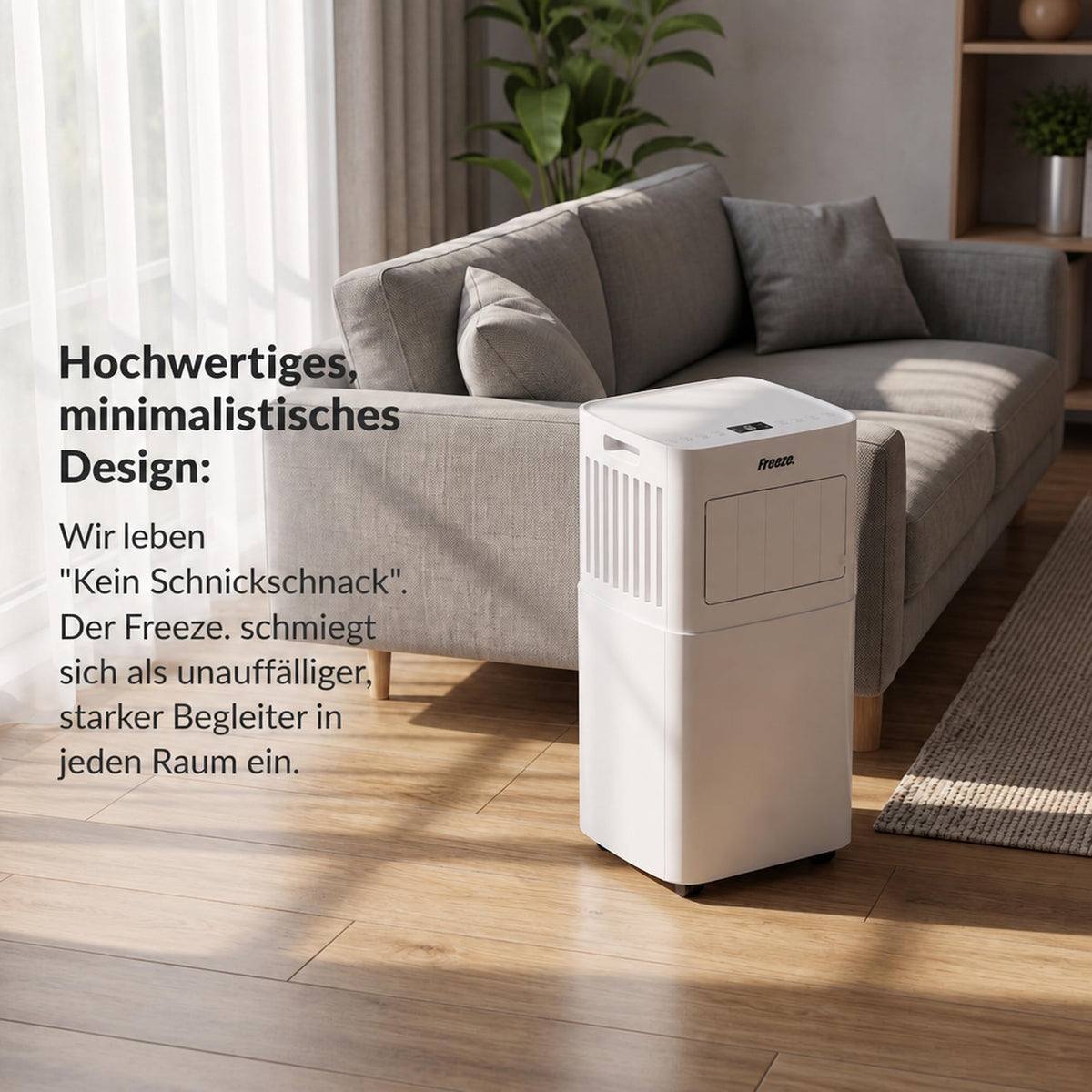 Freeze. seven 7000BTU Mobile air conditioner White – Monoblock-air conditioning unit with LED-display & remote control, timer and Sleep‑Modus, verstellbarer air outlet, child lock, incl. Abluftschlauch & Fenster
