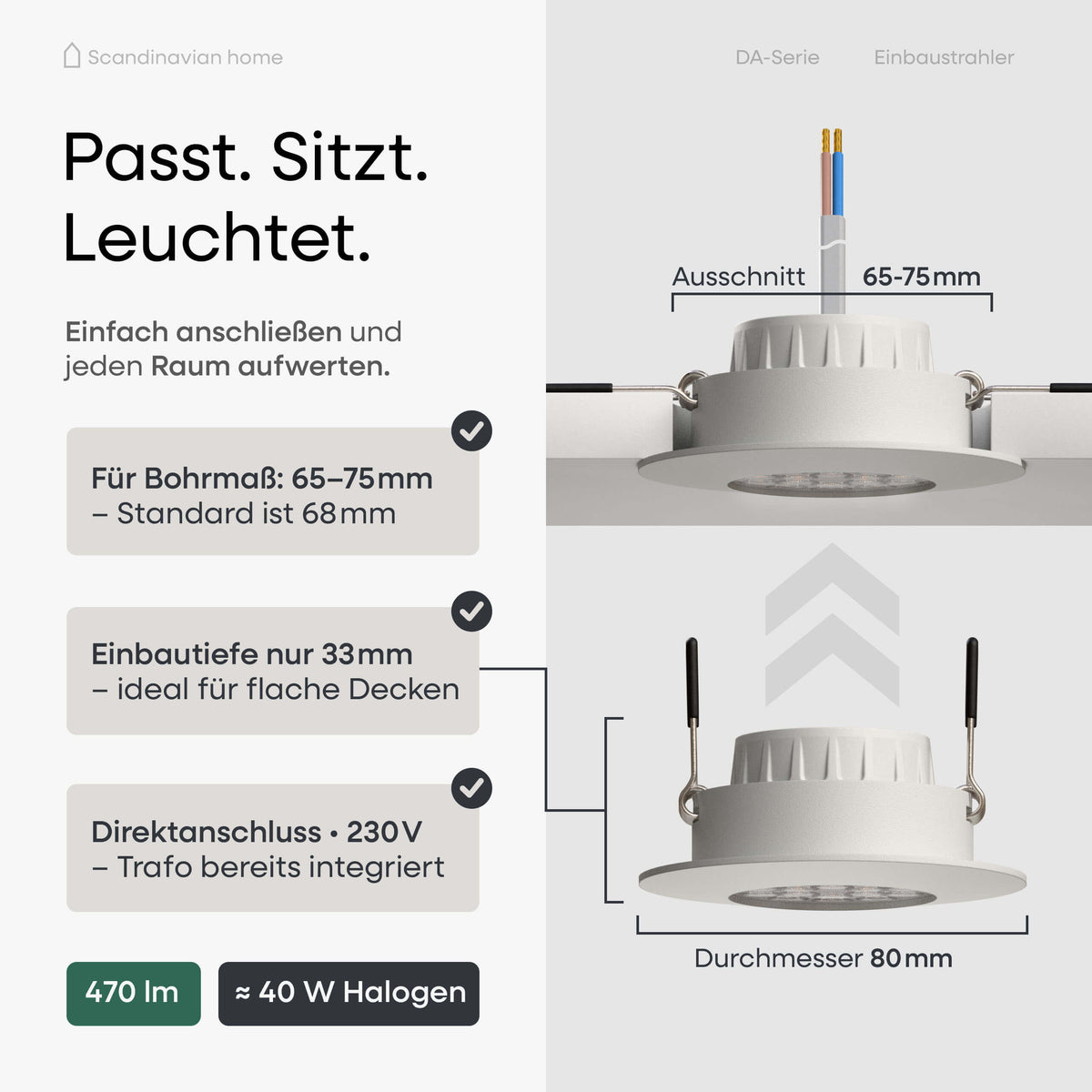 LED Einbaustrahler Dimmbar White-Matt I DA-Serie