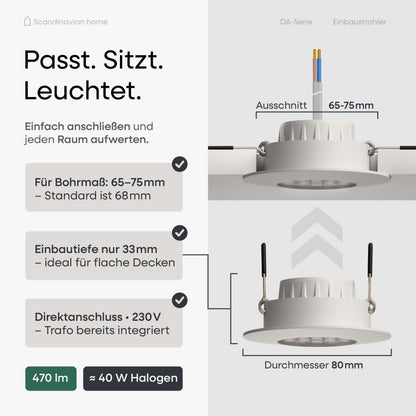 LED Einbaustrahler Dimmbar White-Matt I DA-Serie