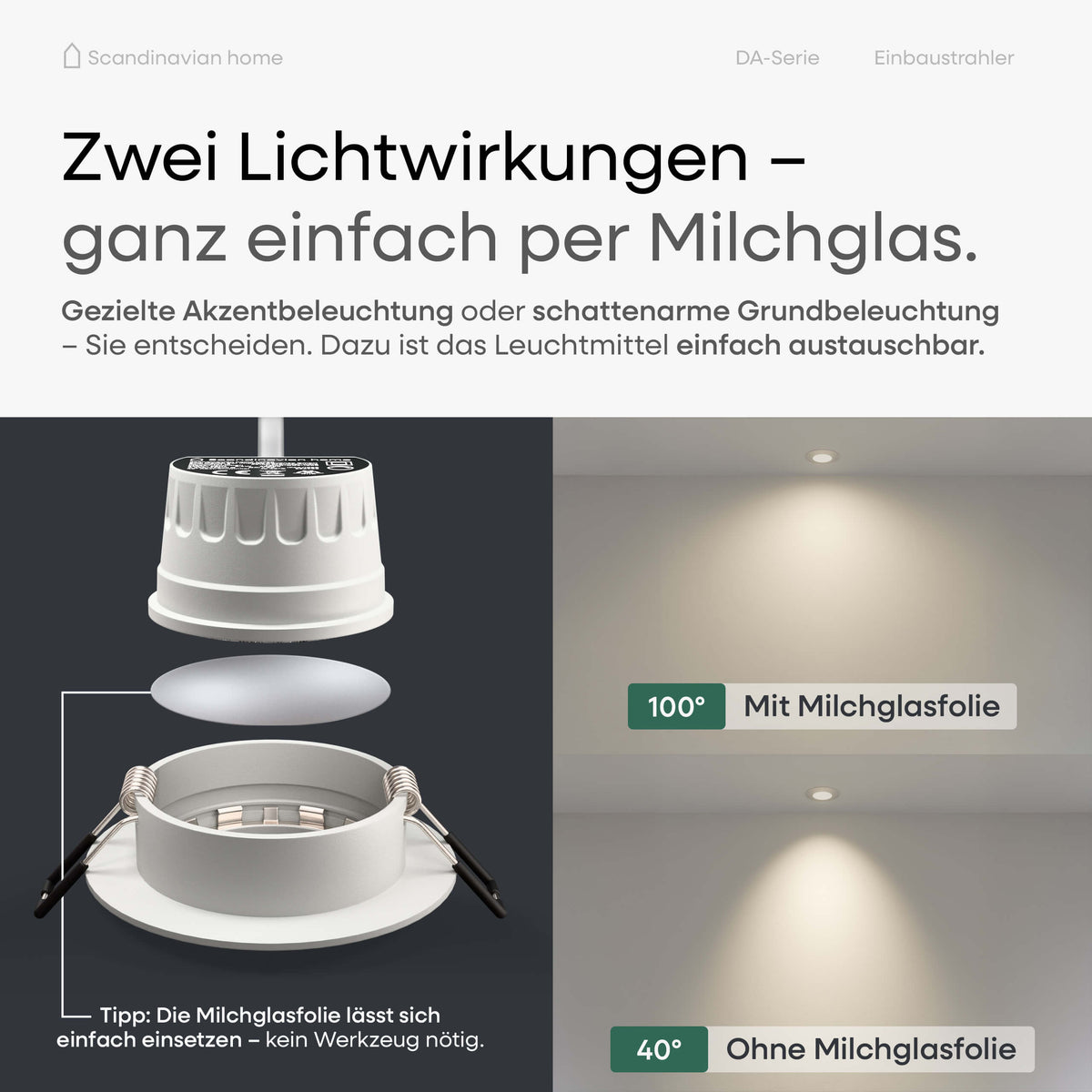 LED Einbaustrahler Dimmbar White-Matt I DA-Serie