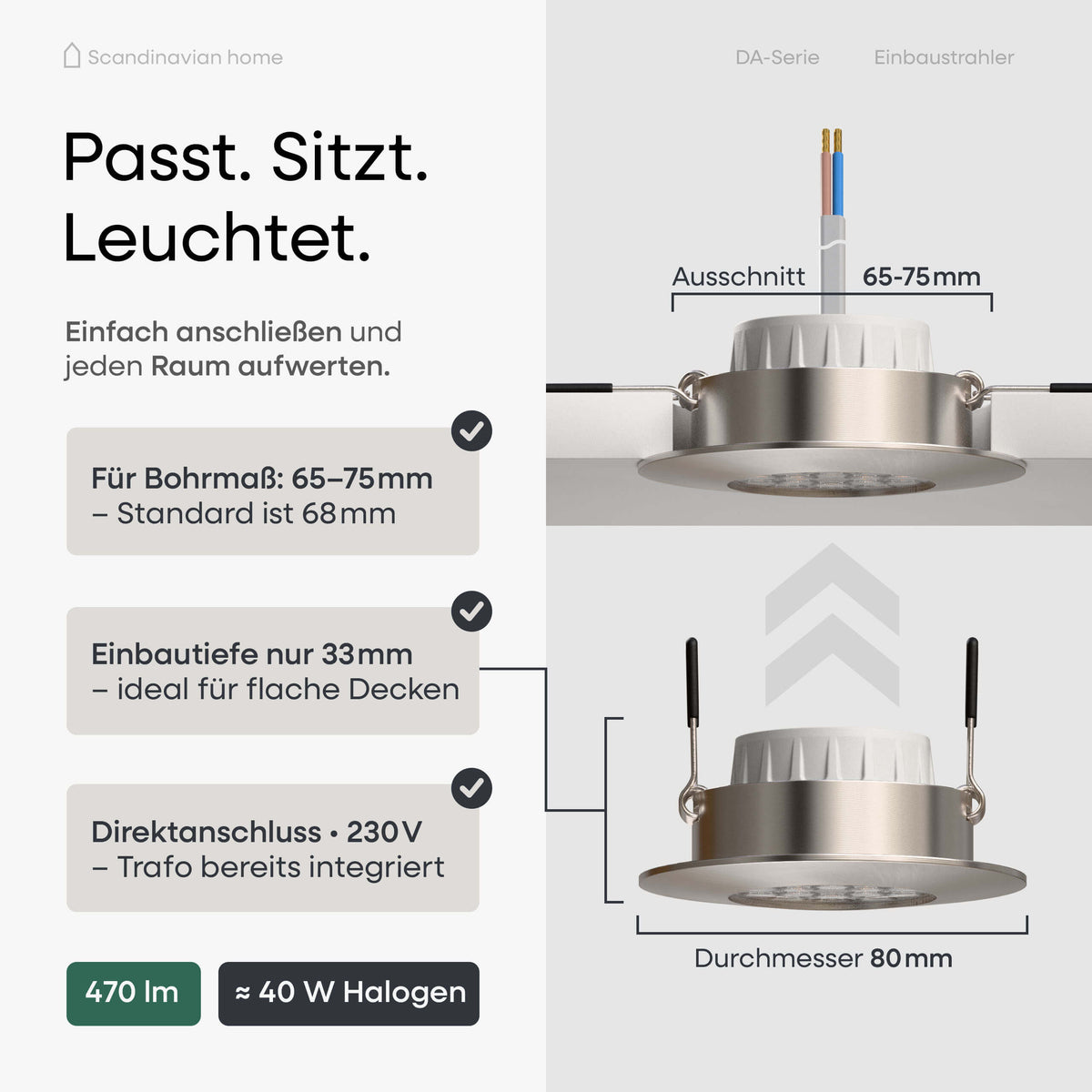 LED Einbaustrahler Dimmbar Aluminium I DA-Serie
