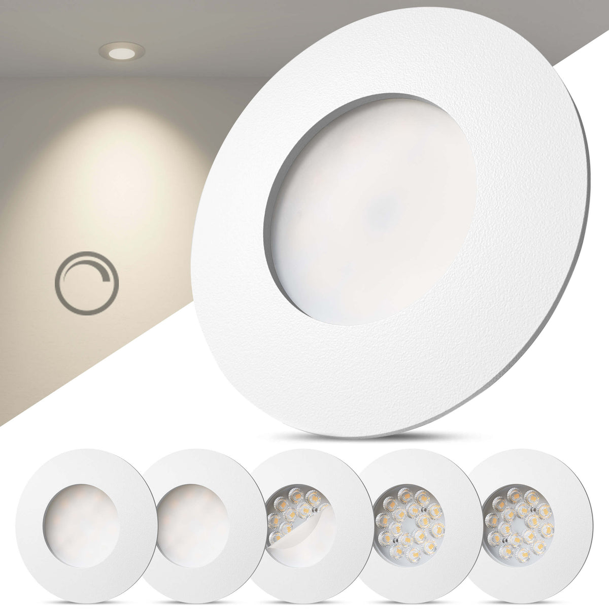 LED Einbaustrahler Dimmbar White-Matt I DA-Serie