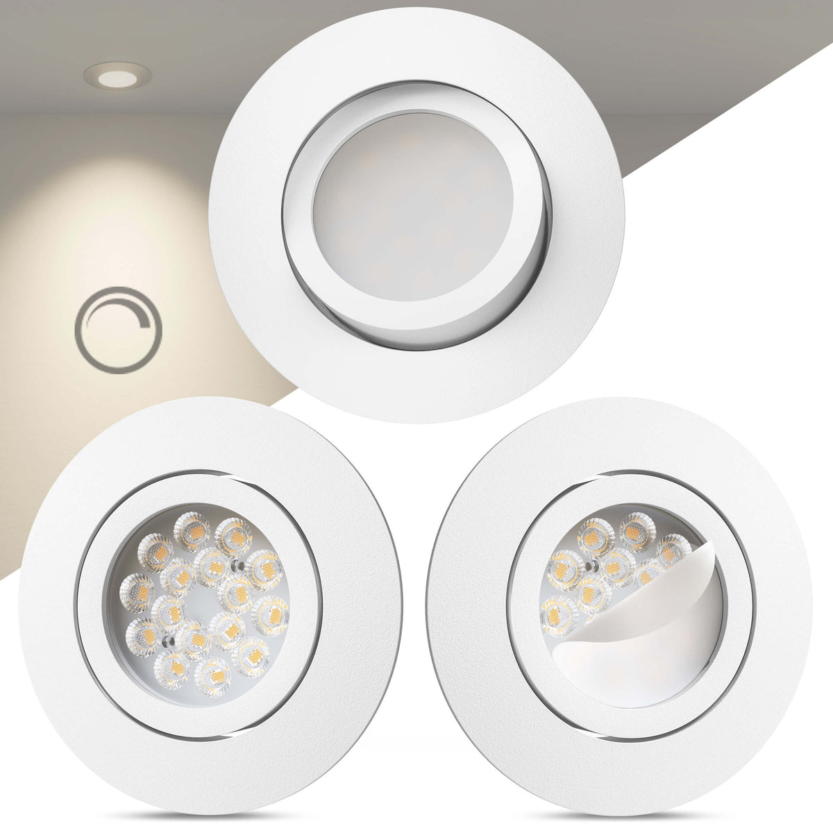 LED Einbaustrahler Dimmbar Schwenkbar White-Matt I DB-Serie
