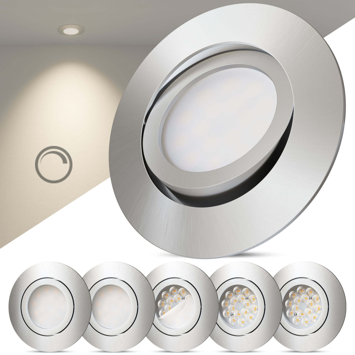 LED Einbaustrahler Dimmbar Schwenkbar Aluminium I DB-Serie