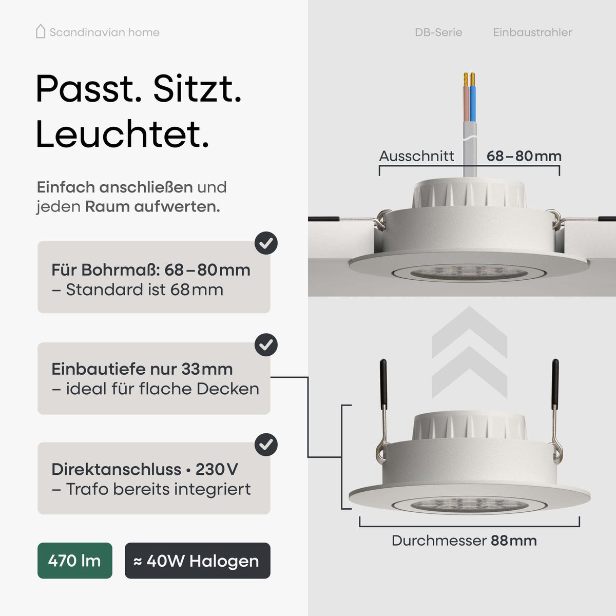 LED Einbaustrahler Dimmbar Schwenkbar White-Matt I DB-Serie