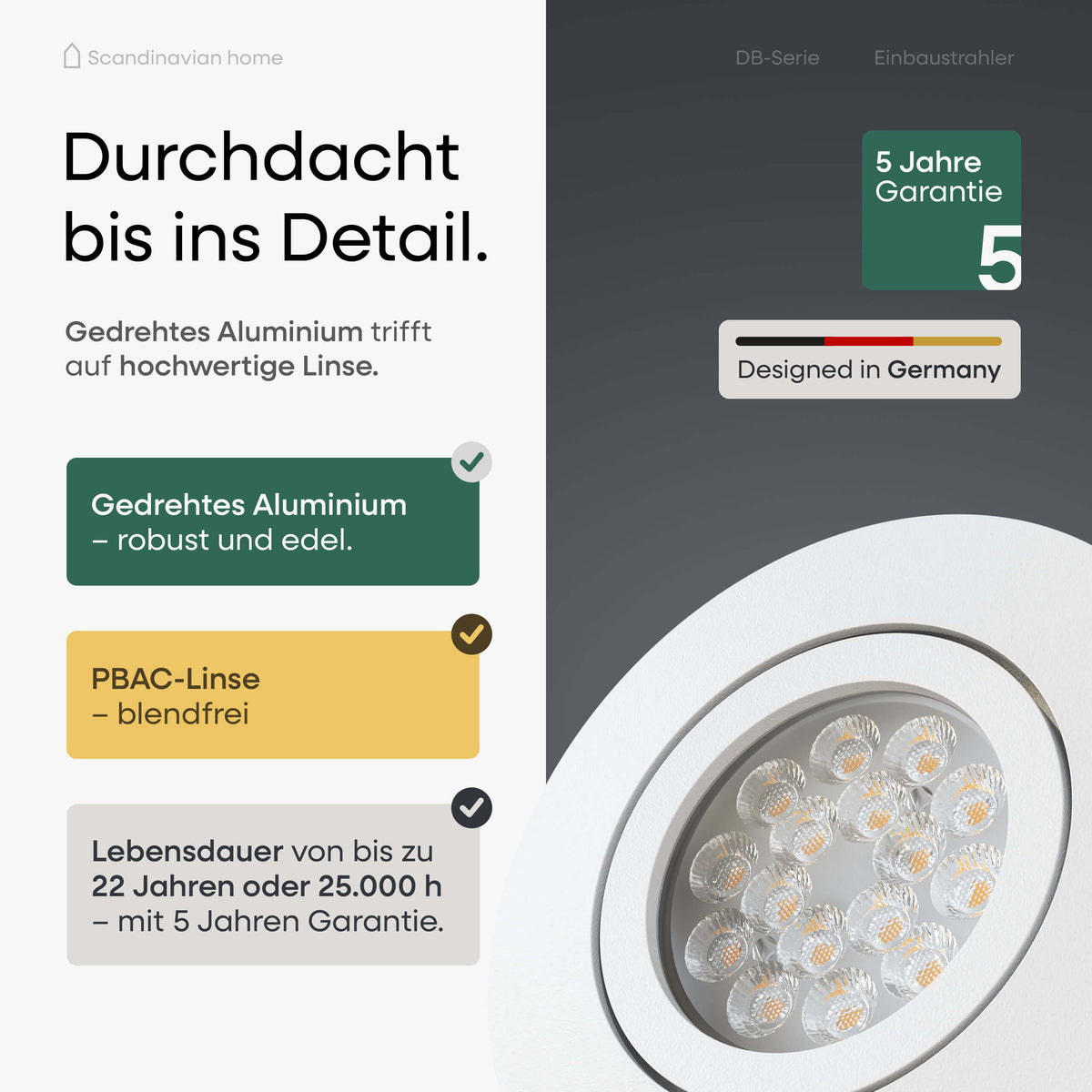 LED Einbaustrahler Dimmbar Schwenkbar White-Matt I DB-Serie