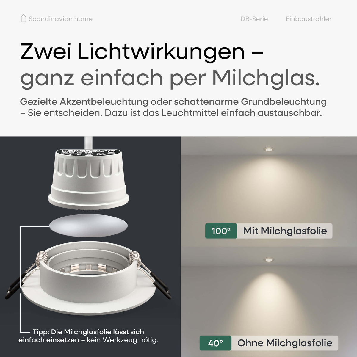 LED Einbaustrahler Dimmbar Schwenkbar White-Matt I DB-Serie