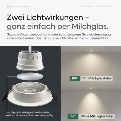 LED Einbaustrahler Dimmbar Schwenkbar White-Matt I DB-Serie